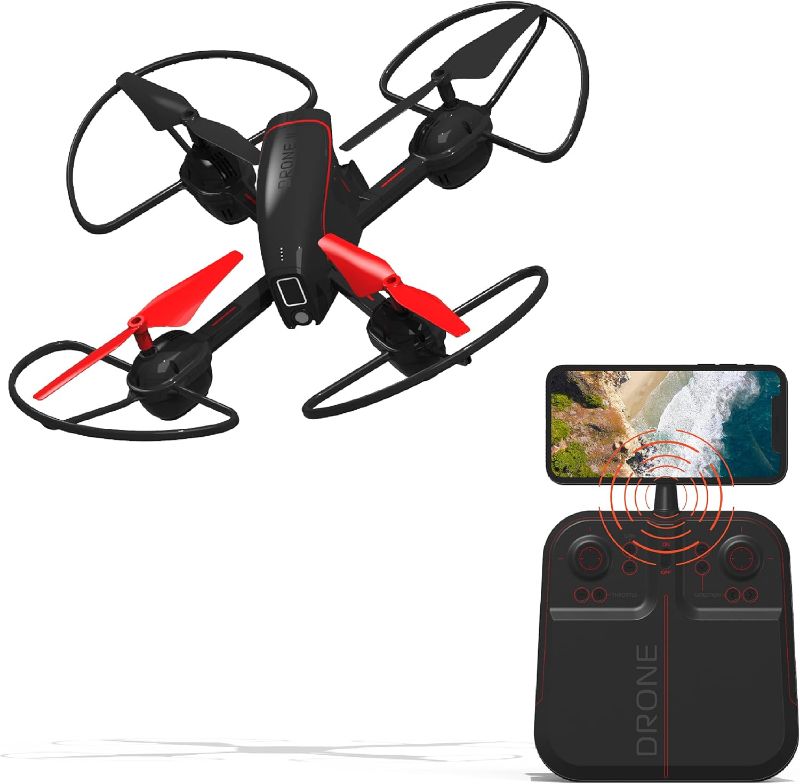 Photo 1 of Sharper Image 10” Mach X Long Range Drone with Streaming Camera, LED Lights, 2.4 GHz, Auto-Orientation, Assisted Landing and Gyro Stabilization Control, Capture Panoramic Videos, Rechargeable Battery
