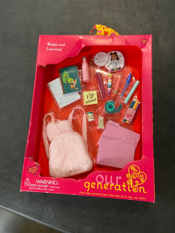 Photo 2 of Our Generation School Supplies Set & Backpack for 18" Dolls - Bright & Learning
