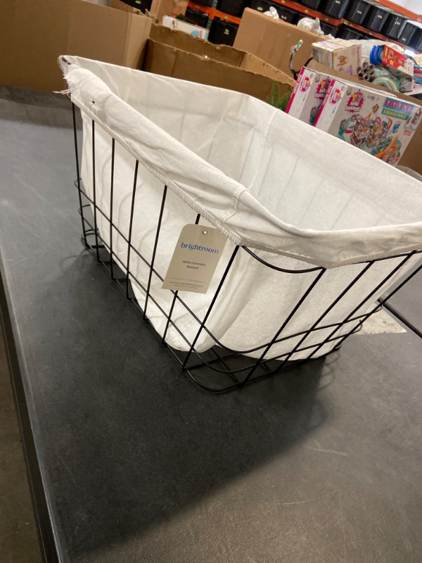 Photo 4 of Metal Wire Laundry Basket with Fabric Liner - Brightroom™
