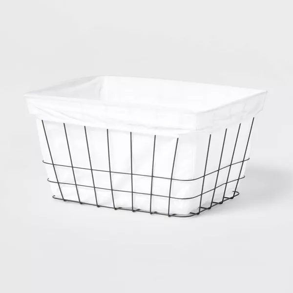 Photo 1 of Metal Wire Laundry Basket with Fabric Liner - Brightroom™
