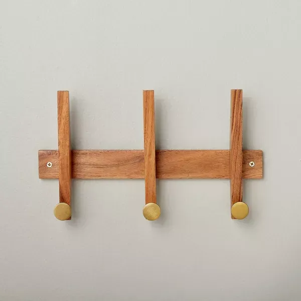 Photo 1 of Wood & Brass Hook Rail - Hearth & Hand™ with Magnolia
