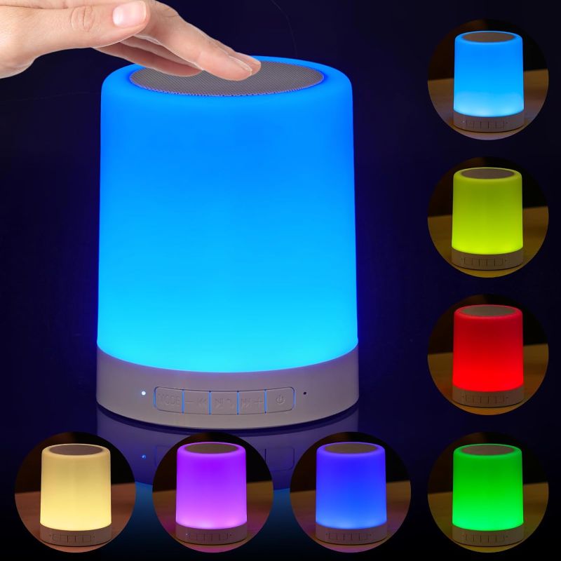 Photo 1 of Night Light Bluetooth Speaker, Touch Lamp for Bedroom, Portable Dimmable Color Night Light, Outdoor Table Lamp with Smart Touch Control, Best Gift for Teens Kids Children
