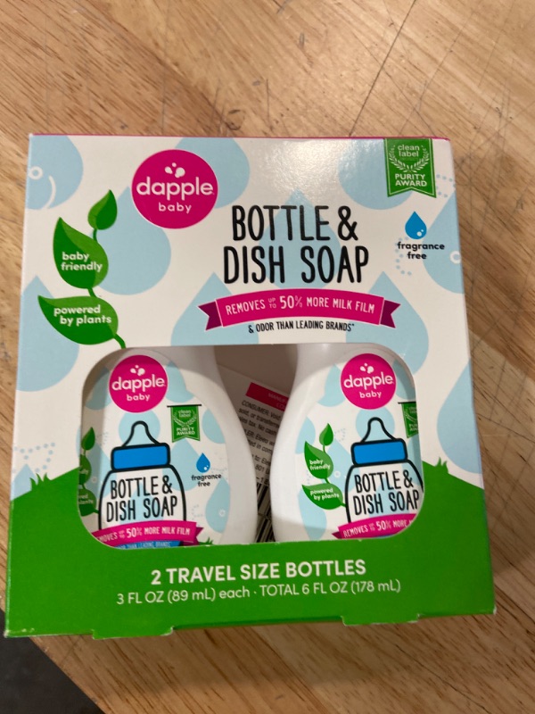 Photo 2 of Dapple Bottle and Dish Soap Baby, Hypoallergenic, Plant-Based, Fragrance Free, 3 Fl Oz (Pack of 2)

