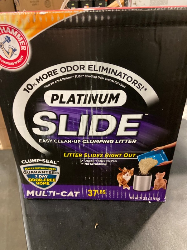 Photo 1 of Arm & Hammer Platinum SLIDE Easy Clean, Clumping Litter, Multi-Cat, 37 Lbs

