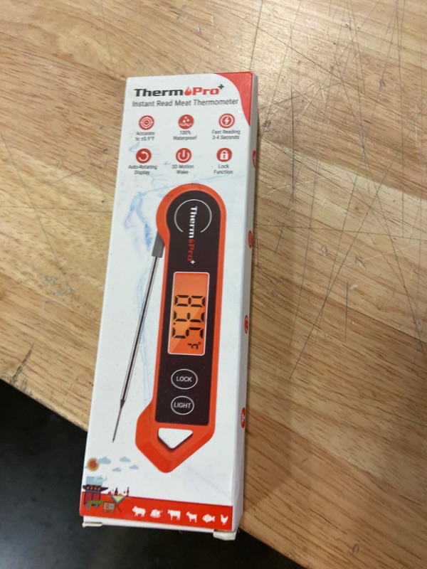 Photo 2 of ThermoPro Digital Instant Read Meat Thermometer for Grilling Waterproof Kitchen Food LCD Thermometer with Calibration & Backlight Smoker Oil Fry Candy Thermometer
