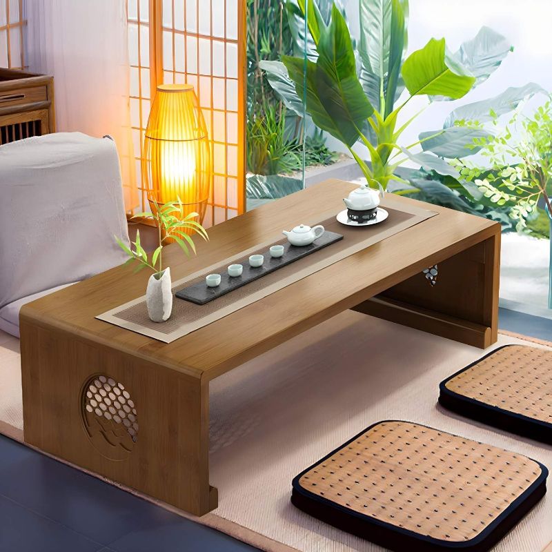 Photo 1 of rzoizwko Folding Coffee Table Foldable Japanese Floor Table Low Table for Living Room,Dining Room,Tea,Tatami,Home Decoration (39.37 * 19.68 * 12.2 INCH)
