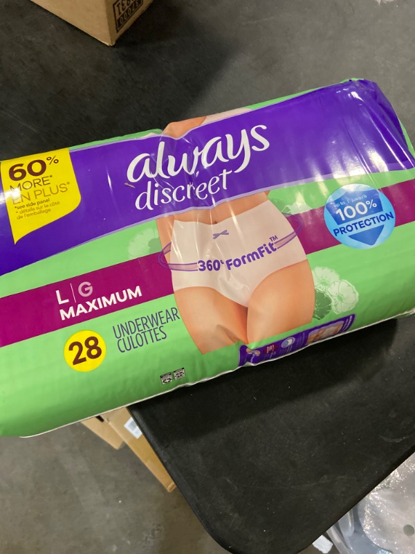 Photo 2 of Always Discreet Adult Incontinence Underwear, Maximum Absorbency, Large, 28 Count(2 Pack)
