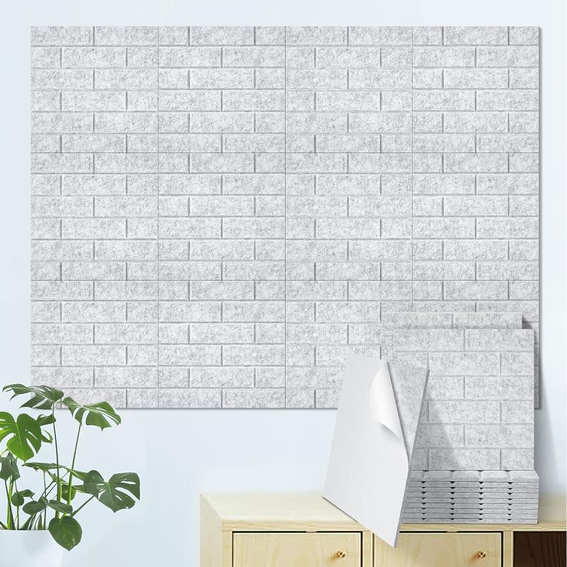 Photo 1 of Tutmyrea 12 PCS Acoustic Panels, 12 X 12 X 0.4 Inches Soundproof Wall Panels, Self-adhesive Sound Proof Boards, Brick Pattern, Noise Canceling for home, studio, Recording studio(Silver Grey)
