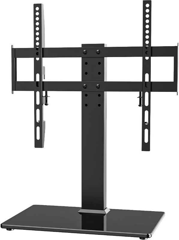 Photo 1 of Universal TV Stand - Table Top TV Stand for 27-60 inch LCD LED TVs - 6 Level Height Adjustable TV Base Stand with Tempered Glass Base & Wire Management, VESA 400x400mm
