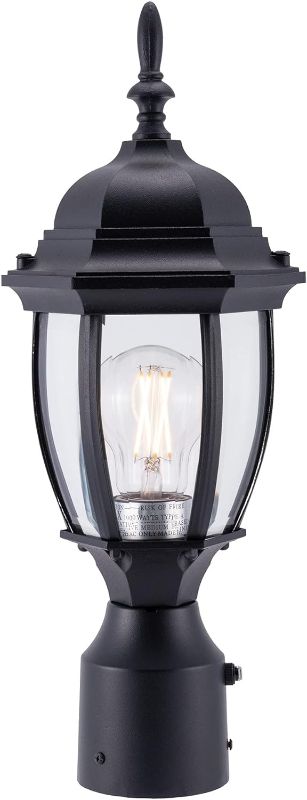 Photo 1 of LIT-PaTH Dusk to Dawn Outdoor Post Lighting Fixture with E26 Medium Base Max 60W, Aluminum Housing Plus Glass, Bulb Not Included (Black, 1-Pack)
