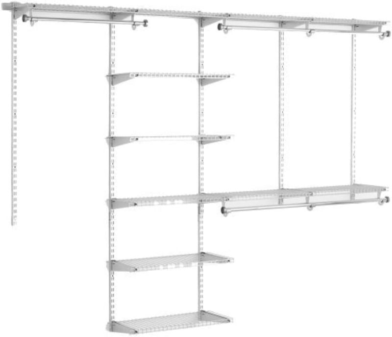 Photo 1 of Rubbermaid Configurations Deluxe Closet Kit, Titanium, 4-8 Ft., Wire Shelving Kit with Expandable Shelving and Telescoping Rods, Custom Closet Organization  System, Easy Installation
