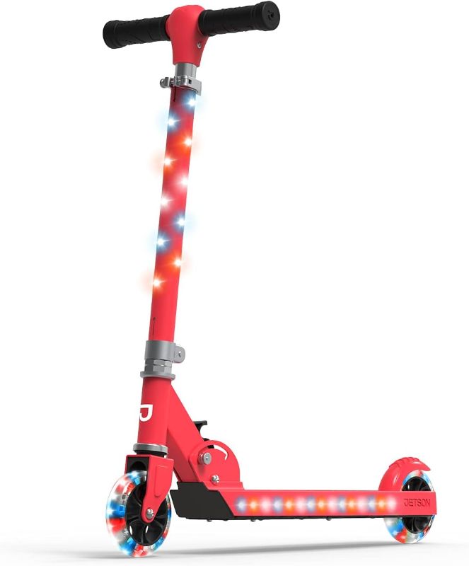 Photo 1 of Jetson Scooters - Jupiter Kick Scooter - Collapsible Portable Kids Push Scooter - Lightweight Folding Design with High Visibility RGB Light Up LEDs on Stem, Wheels, and Deck
