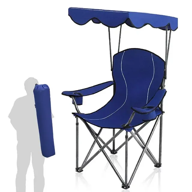 Photo 1 of Alpha Camper Folding Canopy Chair Beach Camping Chair with Cup Holder and Storage Bag Suitable for Outdoor Camping Fish, Blue
