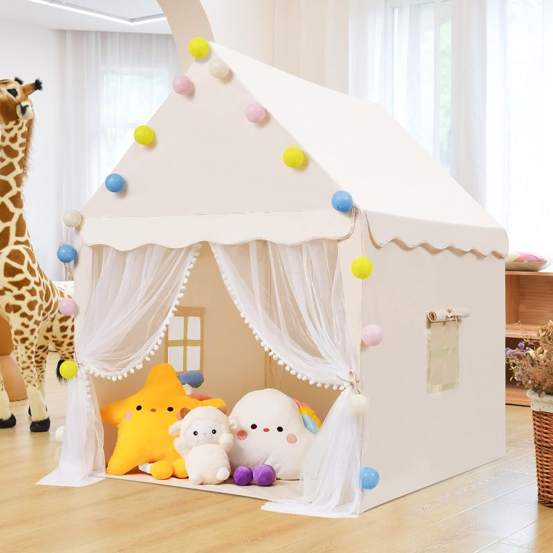 Photo 1 of SIFREAW Foldable Kids Play Tent Canvas Children Tent Large Kids Playhouse, Indoor Outdoor Play Tent for Girls & Boys
