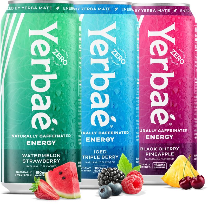 Photo 1 of Yerbae Energy Beverage - Variety Power Pack, 0 Sugar, 0 Calories, 0 Carbs, Energized by Yerba Mate, Plant-Based, Healthy Alternative to Sugary Energy Drinks, 16oz cans (12 Pack)
