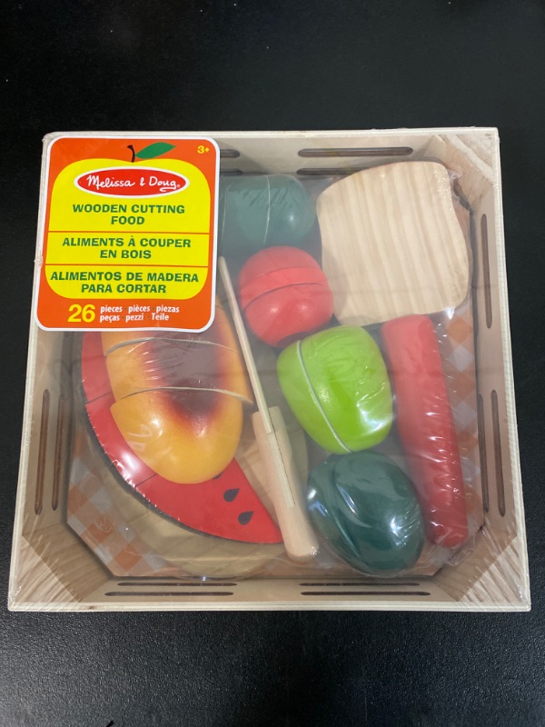 Photo 2 of Melissa & Doug Cutting Food - Play Set With 25+ Hand-Painted Wooden Pieces, Knife, and Cutting Board - Pretend Play Kitchen Fruit Toys For Toddlers And Kids Ages 3+
