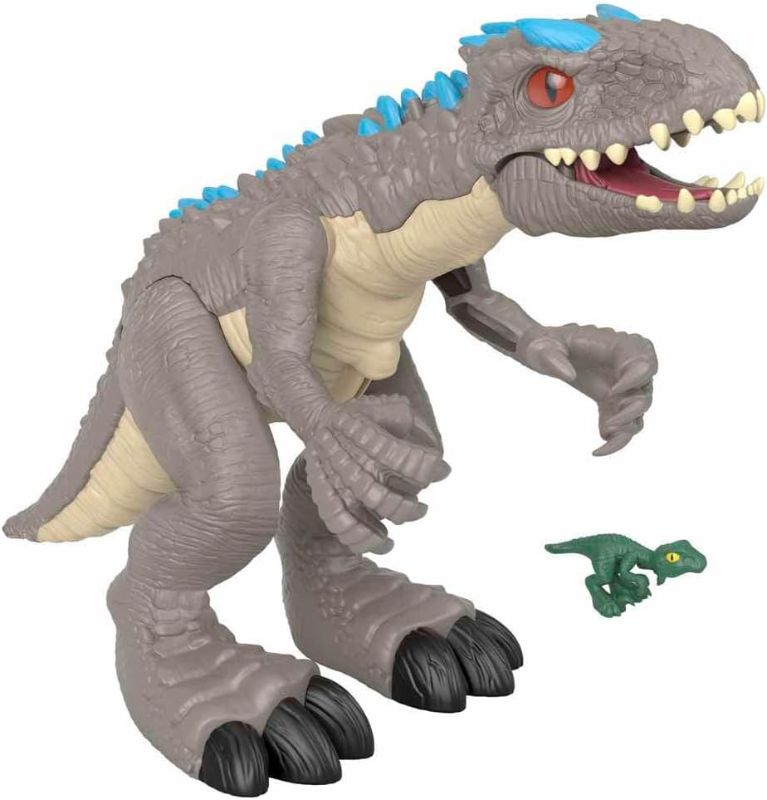 Photo 1 of Fisher-Price Jurassic World Toys Jurassic World Indominus Rex Dinosaur Toy with Thrashing Action & Raptor Figure for Pretend Play Ages 3+ Years