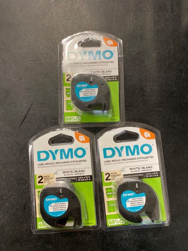 Photo 2 of DYMO LetraTag 6pk Label Tape Cassette Black on White Plastic