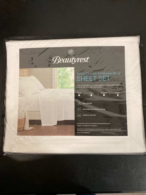 Photo 2 of King Beautyrest Tencel Polyester Blend Sheet Set 4pc