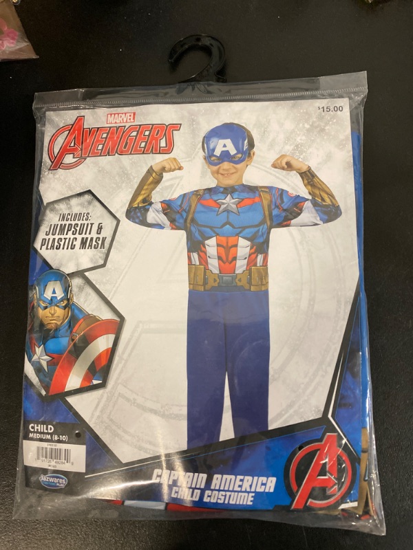 Photo 1 of 8-10 Medium Marvel Avengers Captain America Halloween Costume 