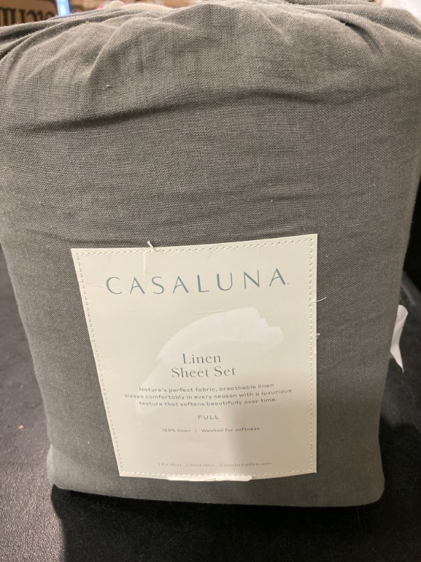 Photo 2 of Full 100% Washed Linen Solid Sheet Set Dark Gray - Casaluna
