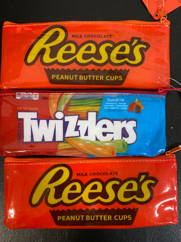 Photo 1 of 3pk (2Reese's Peanut Butter Cups) (1Twizzlers) Pencil Case/ Wallet/ Coin Purse/ Cosmetic Case 7.75"
