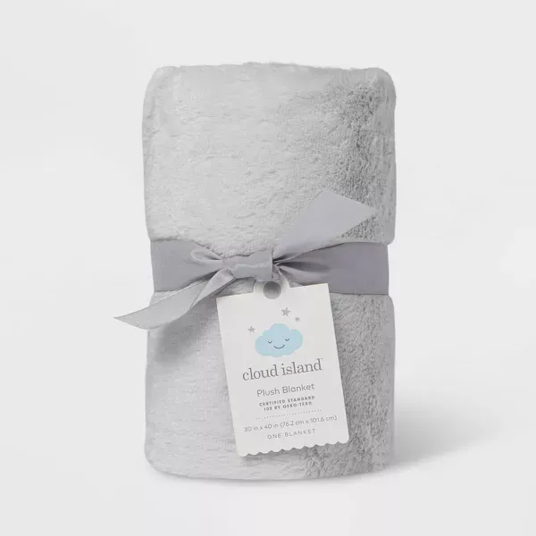 Photo 1 of Solid Satin Edge Plush Blanket - Cloud Island™ Gray
