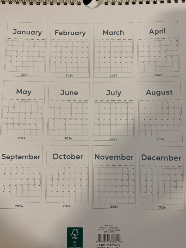 Photo 2 of 5pk 2024 Monthly Calender 