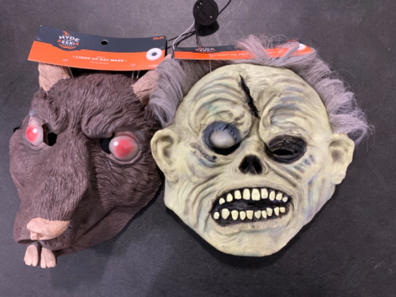 Photo 1 of 2pc Light up Halloween Masks (1zombie,1rat)