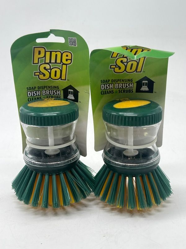 Photo 2 of 2 Pack Pine-Sol Soap Dispensing Scrub Brush | Soft Bristles, Safe with Non-Stick Cookware | Kitchen Scrubber for Dishes, Pots and Pans