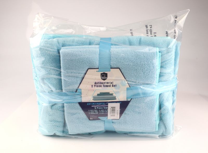 Photo 1 of 6 PIECE ANTIBACTERIAL TOWEL SET 2 BATH TOWELS 2 HAND TOWELS BAND 2 WASHCLOTHS 