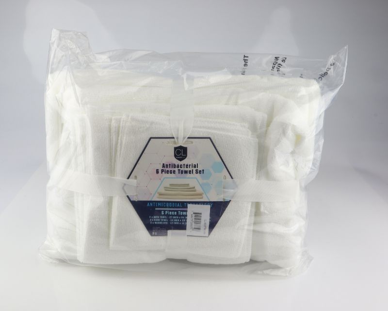 Photo 1 of 6 PIECE ANTIBACTERIAL TOWEL SET 2 BATH TOWELS 2 HAND TOWELS BAND 2 WASHCLOTHS 