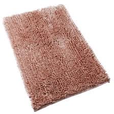 Photo 1 of POSH HOME Luxurious Shiny Velvet Washable Water Non Slip Absorbent Soft Bath Mat 17" x 24", Pink Blush