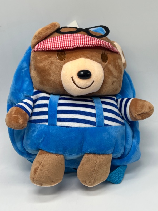 Photo 1 of Blue Teddy Backpack With Leash And Overalls For Toddlers
