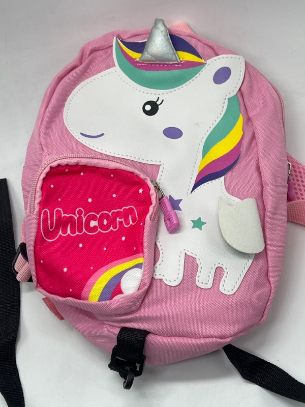 Photo 1 of Unicorn Rainbow Pink Toddler Backpack With Leash 