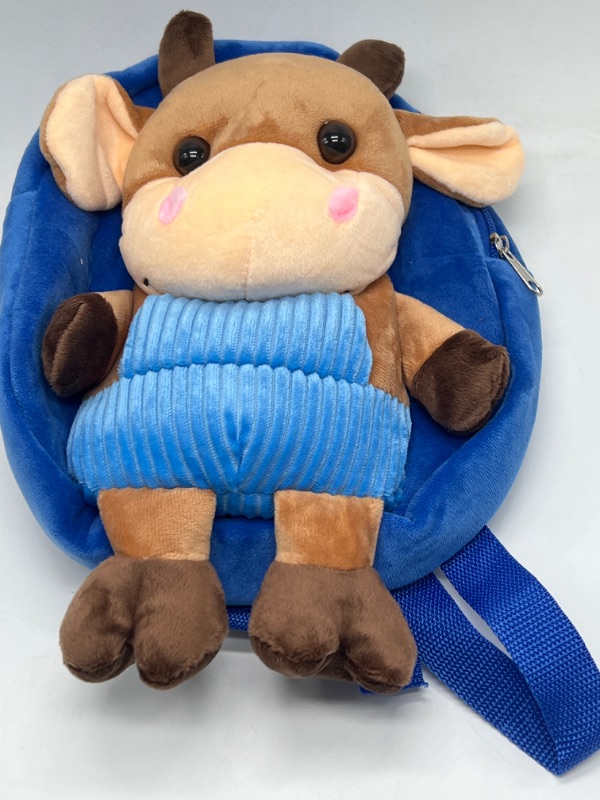 Photo 1 of Reindeer In Blue Overalls Toddler Backpack With Leash