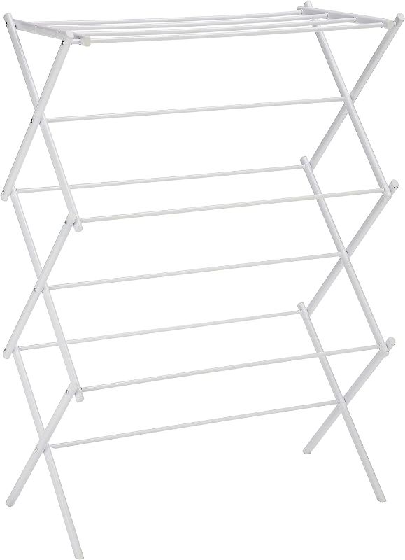 Photo 1 of Amazon Basics Foldable Laundry Rack for Air Drying Clothing - 41.8" x 29.5" x 14.5", White
