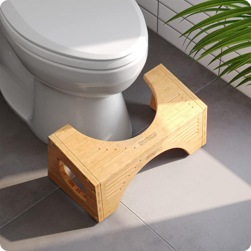 Photo 2 of Squatty Potty The Original Toilet Stool - Bamboo Flip, 7" and 9" Adjustable Heights, Brown - Improve Bathroom Posture and Comfort
