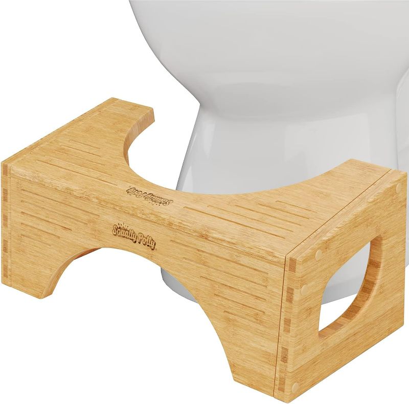 Photo 1 of Squatty Potty The Original Toilet Stool - Bamboo Flip, 7" and 9" Adjustable Heights, Brown - Improve Bathroom Posture and Comfort
