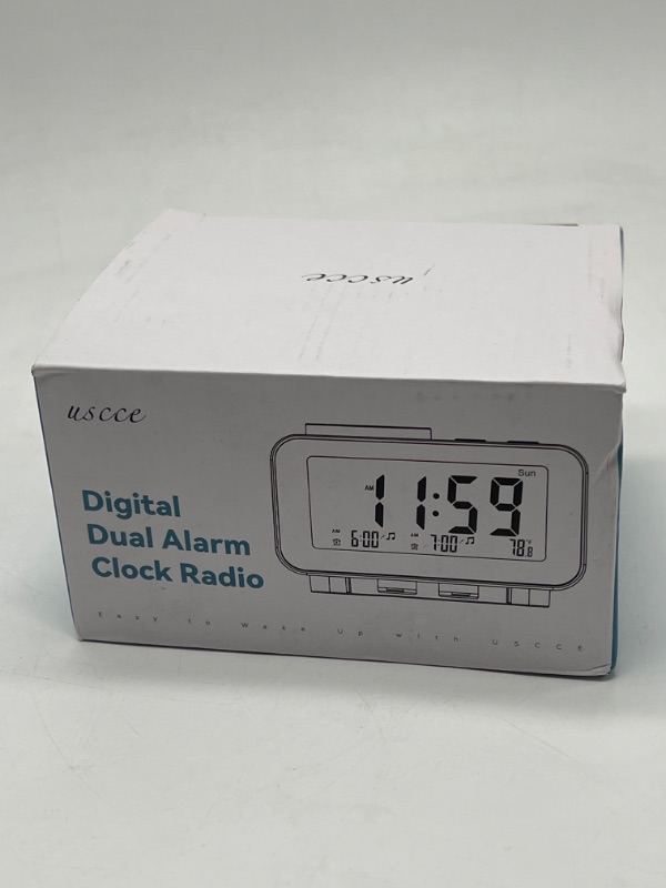 Photo 3 of uscce Digital Dual Alarm Clock Radio - 0-100% Dimmer with Weekday/Weekend Mode, 6 Sounds Adjustable Volume, FM Radio w/Sleep Timer, Snooze, 2 USB Charging Ports, Thermometer, Battery Backup
