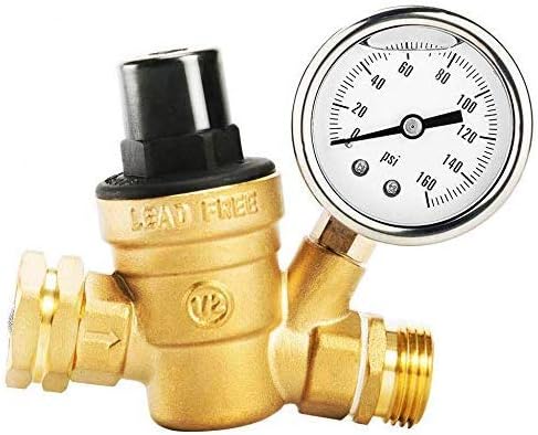 Photo 1 of Circrane 3/4 Water Pressure Regulator with Gauge, Clean Brass Adjustable RV Pressure Reducer, Build in Oil and Inlet Stainless Screened Filter

