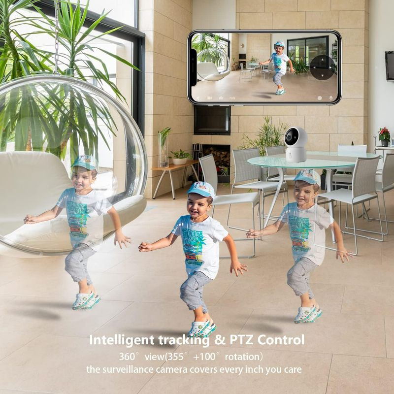 Photo 2 of eudic Security Camera Indoor 2 Pack,2K Pet Camera Home Security for Baby/Elder/Nanny with One Touch Call,Motion Detection & Auto Tracking,2-Way Audio,2.4G/5G WiFi, Free Cloud Storage
