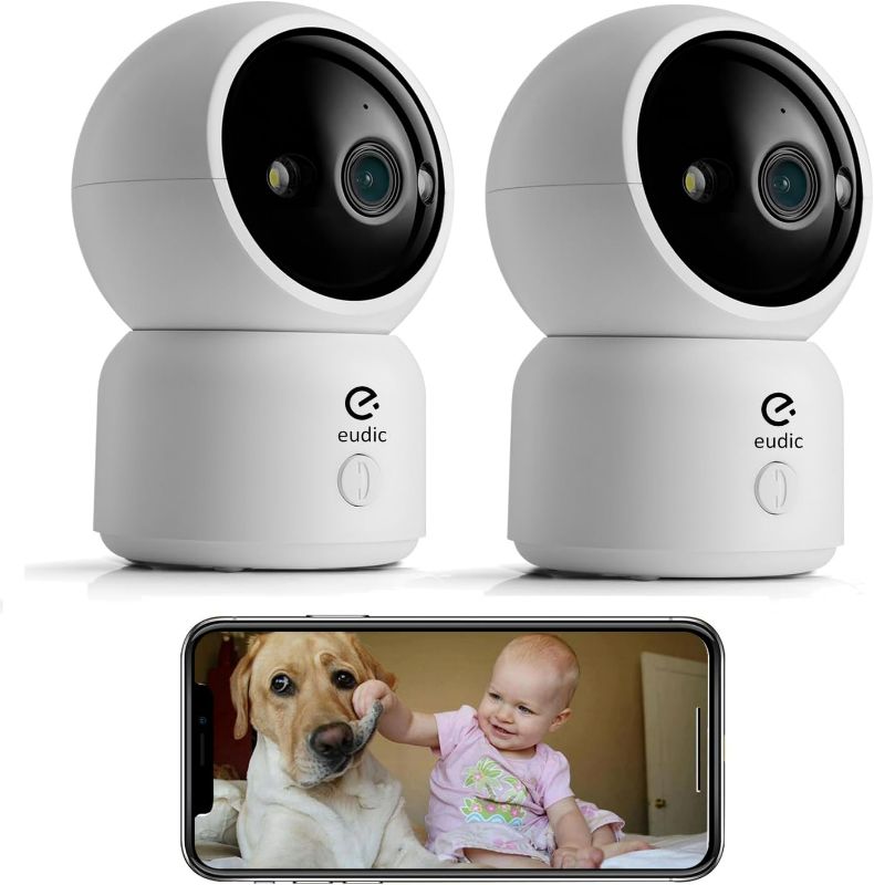Photo 1 of eudic Security Camera Indoor 2 Pack,2K Pet Camera Home Security for Baby/Elder/Nanny with One Touch Call,Motion Detection & Auto Tracking,2-Way Audio,2.4G/5G WiFi, Free Cloud Storage
