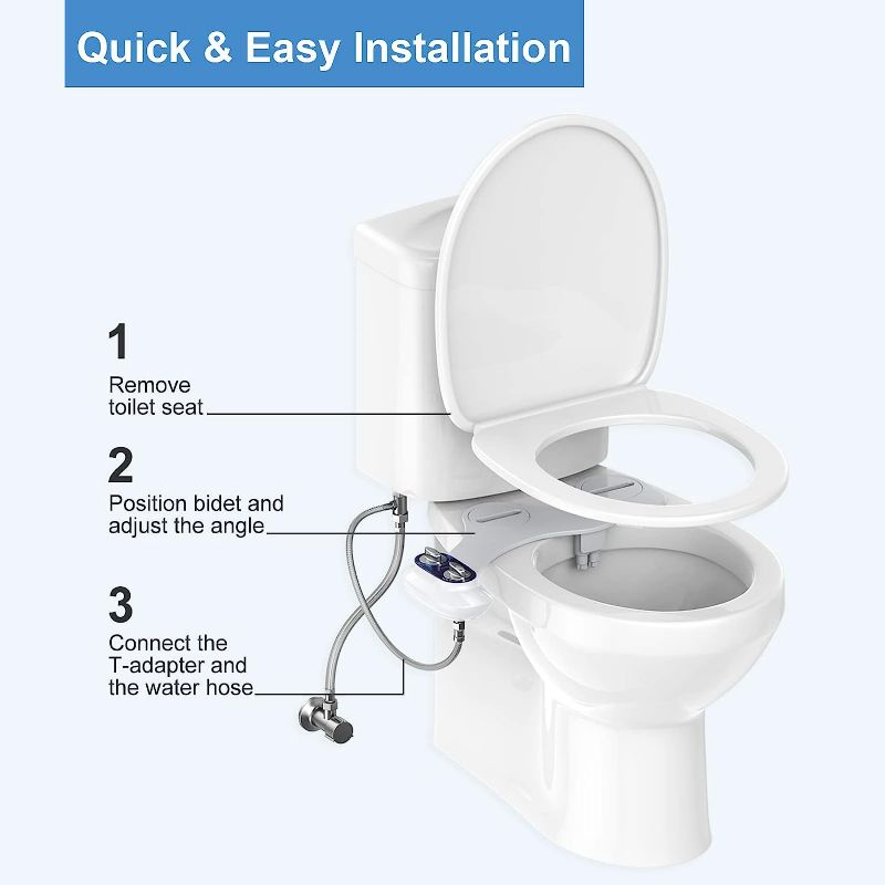 Photo 2 of Veken Non-Electric Self-Cleaning Dual Nozzle (Frontal/Feminine Wash), Fresh Spray Bidet for Toilet with Adjustable Water Pressure Switch
