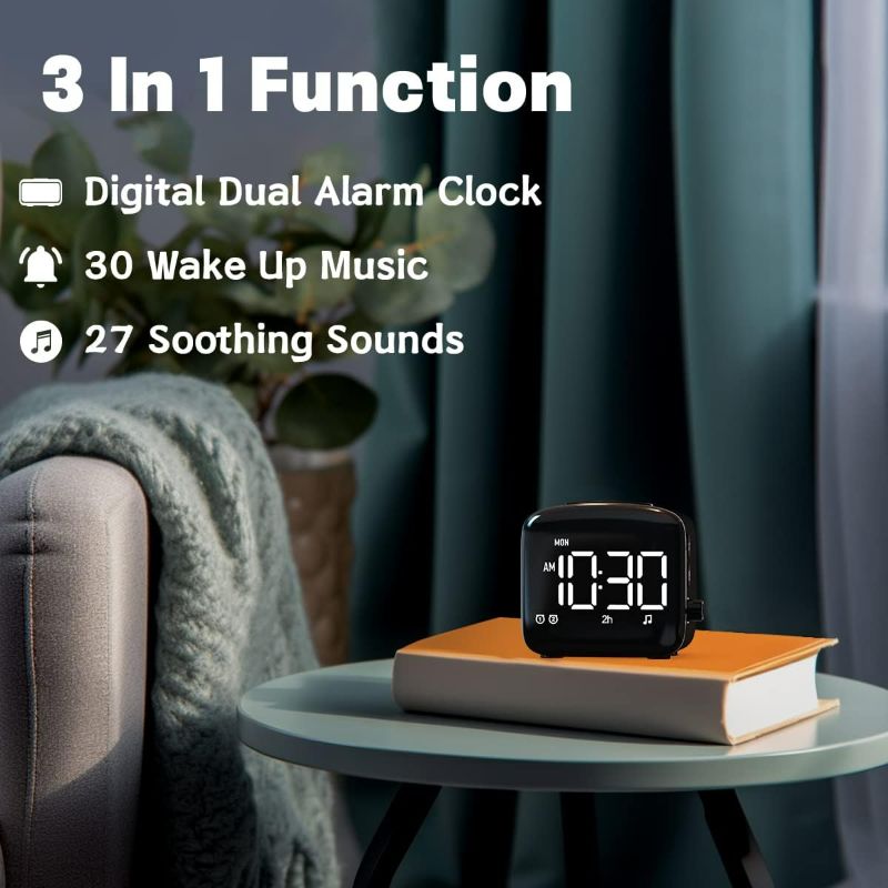 Photo 2 of Easysleep Digital Wake Up Alarm Clock with Big LED Display 27 Soothing Sounds Lound Sunrise Clock Dual 3 Alarms Memory Snooze Setting 4 Brightness for Deep Sleepers Adults Teenagers Kids
