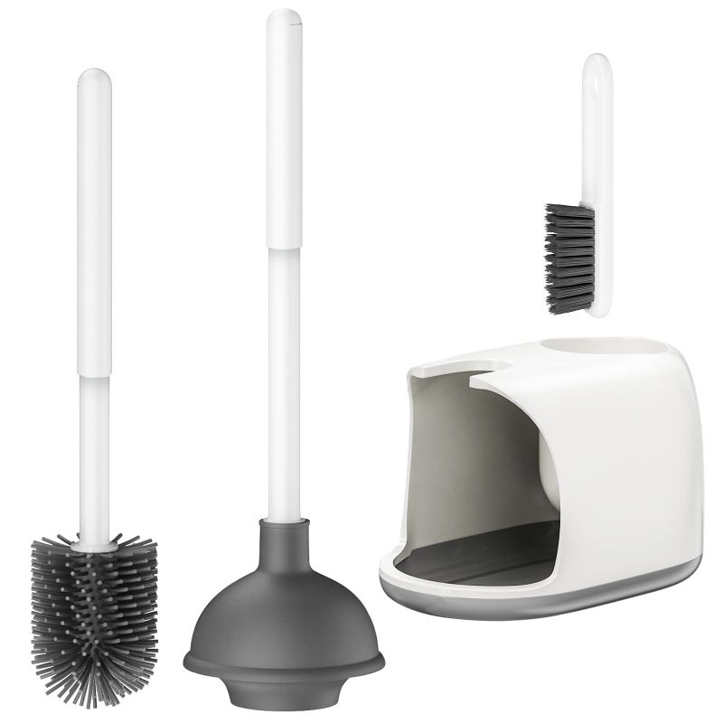 Photo 1 of Bthiner Toilet Brush and Plunger Set 2 in 1 Toilet Bowl Brush Plunger Set with Holder