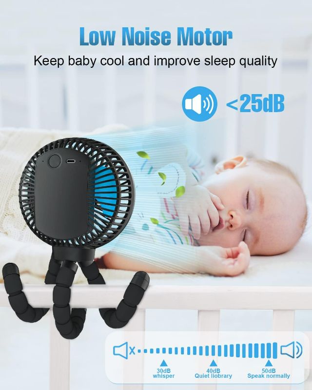 Photo 2 of FRIZCOL Stroller Fan for Baby - Portable Fan Rechargeable - Battery Operated Fan(Use for 30Hrs) - Fan for Handheld/Clip On/Car Seat/Desk/Camping
