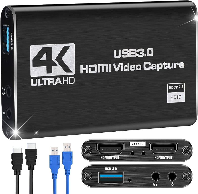 Photo 1 of HDMI Game Capture Card for Nintendo Switch - Record and Stream 4K 60FPS Video - USB 3.0 Capture Card for Streaming on PS5/PS4/PC/OBS/Xbox

