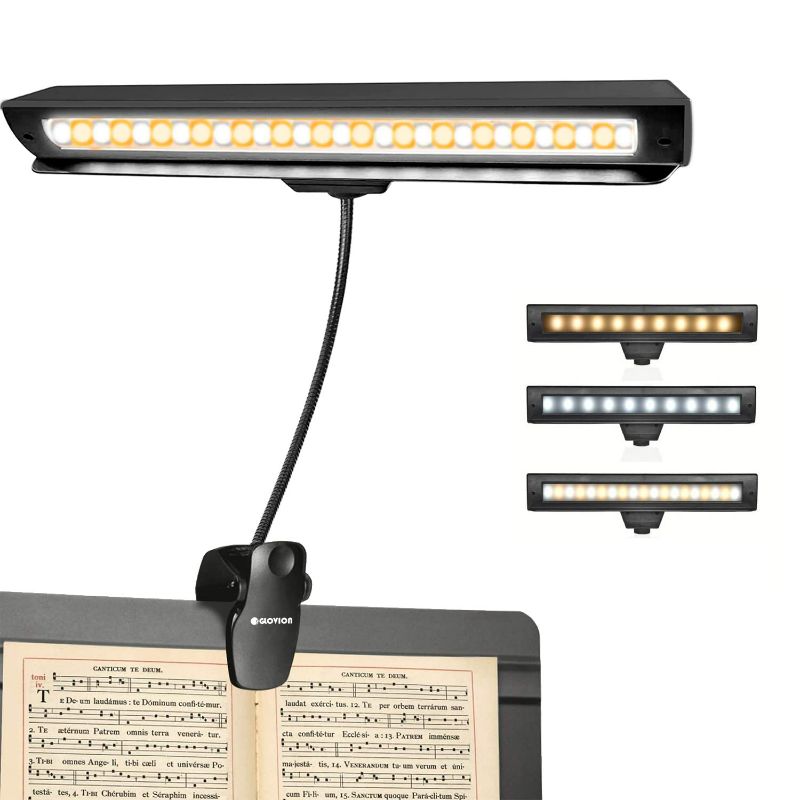 Photo 1 of Rechargeable Music Stand Light, 19 LEDs Clip On Reading Light - 3 Level Brightness Settings, 3 Color Temperature Optional (Warm/Cool White/Natural Light Color), Perfect for Piano, Reading, Sewing
