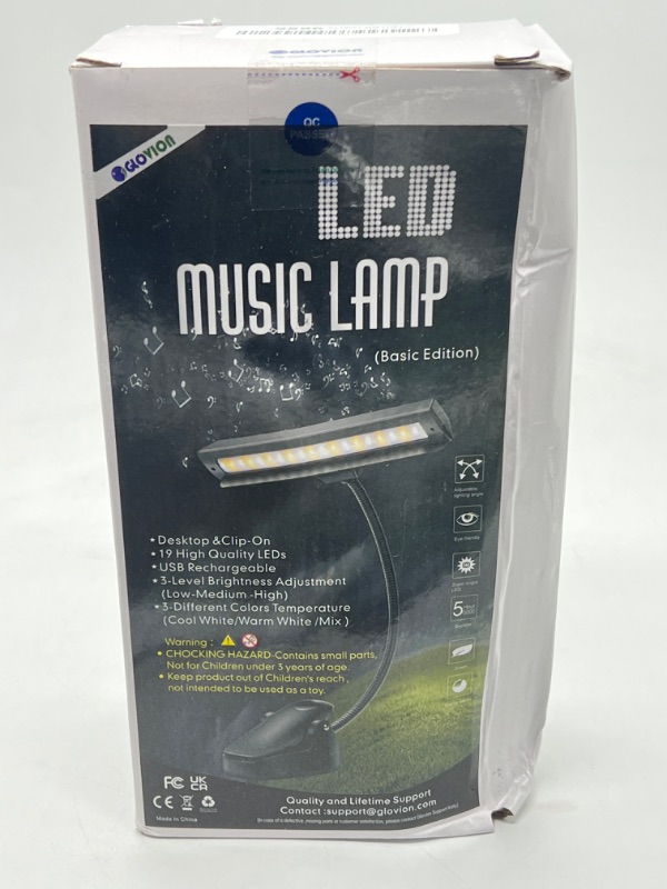 Photo 3 of Rechargeable Music Stand Light, 19 LEDs Clip On Reading Light - 3 Level Brightness Settings, 3 Color Temperature Optional (Warm/Cool White/Natural Light Color), Perfect for Piano, Reading, Sewing
